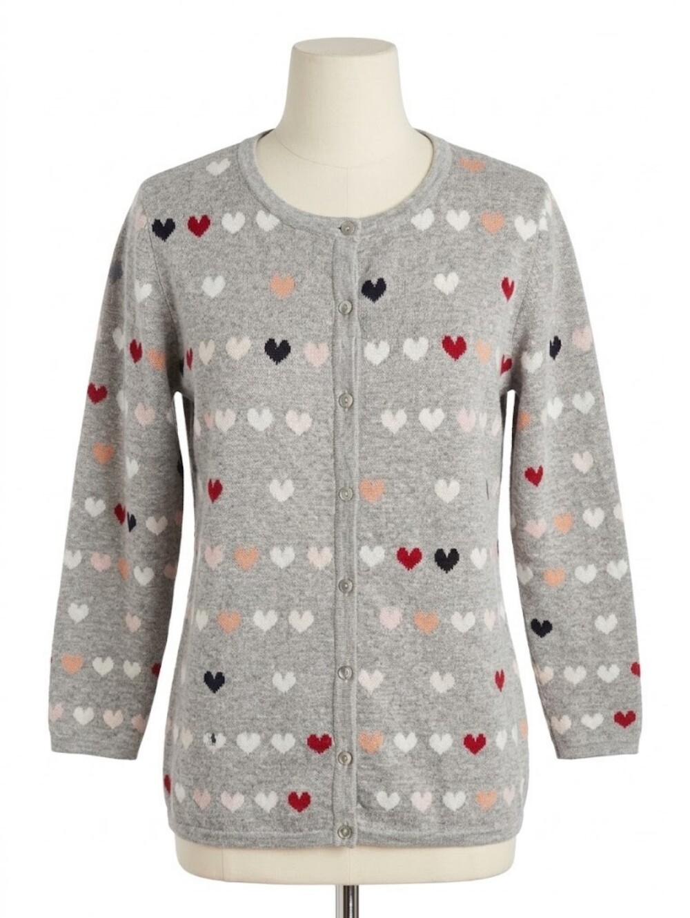 CJBanks Cotton Blend Heart Cardigan Sweater Soft Thick And Warm SZ: 14